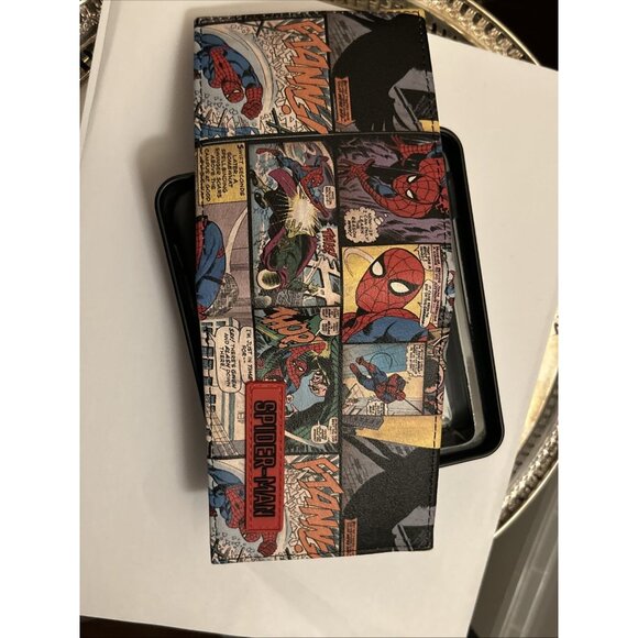 Marvel Men's Bifold Wallet Spiderman w/ collectors Tin comic style NWT red blue - Picture 12 of 15